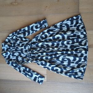 Reiss | Printed Midi Dress in Black/Cream